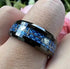 Men's 8mm Tungsten Beveled Edges Gradient Blue EKG Lifeline Heart Wedding Band